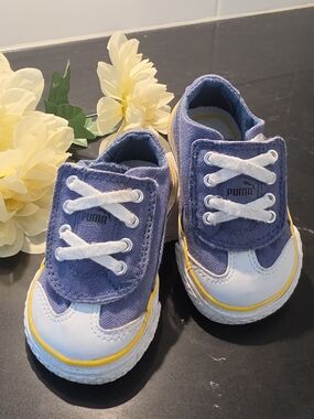 PUMA Baby Toddler Shoes Blue White Yellow Sneakers